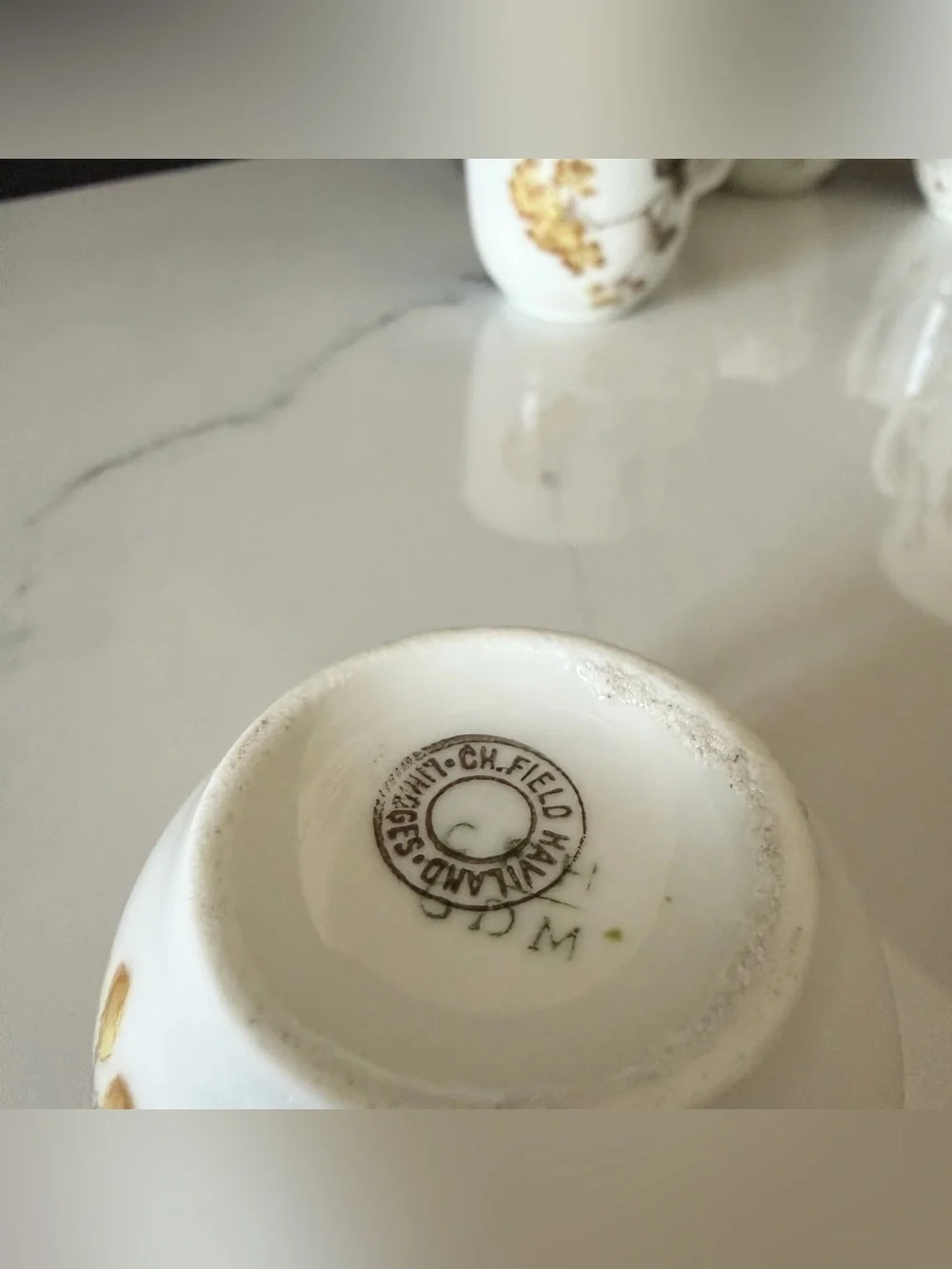 SET of 7 Espresso Demitasse Cup & Saucers - Yellow Floral - Haviland Limoges